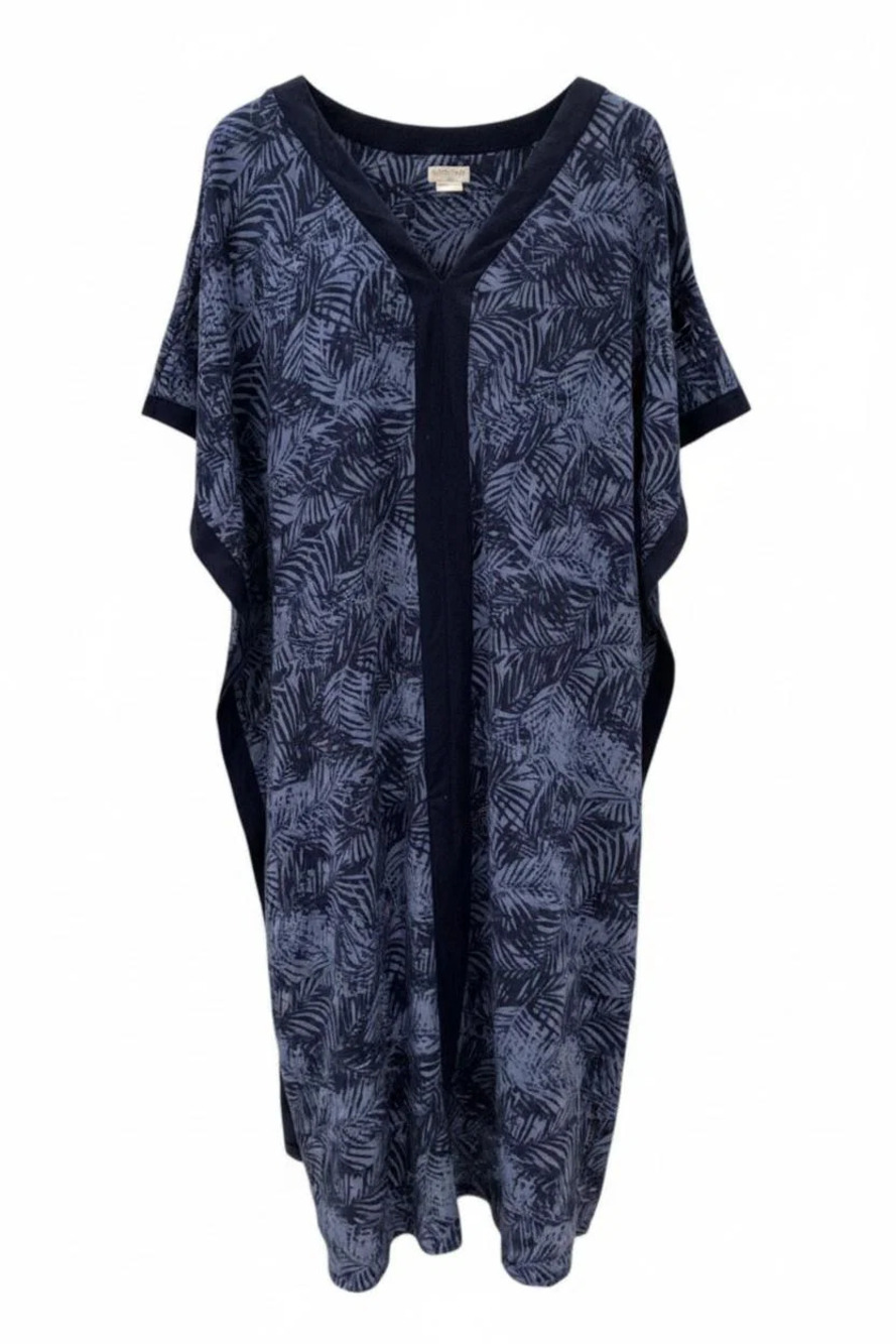 Uncover Women's French Terry Kaftan Navy Silhouette Floral - Regular